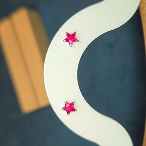 Sterling Silver Cubic Zirconia Star Stud Earrings Various Colors Brand New